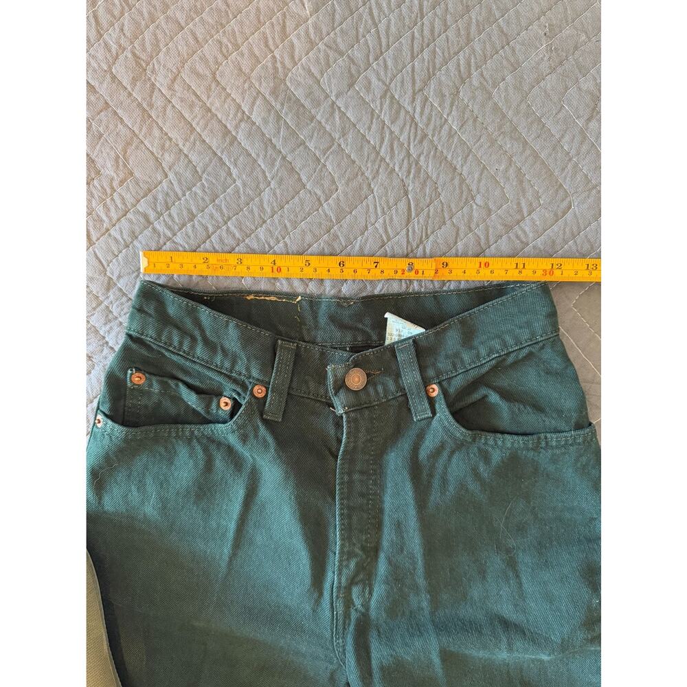 Levi's 512 Slim Fit Straight Leg Jeans Green Women 5 Short 90s VTG Made in USA - Picture 7 of 9